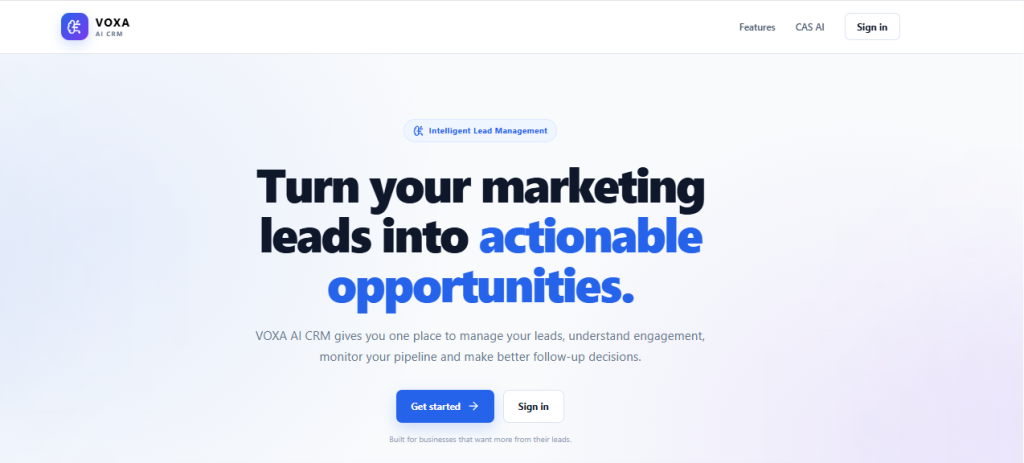 Voxa ai crm home