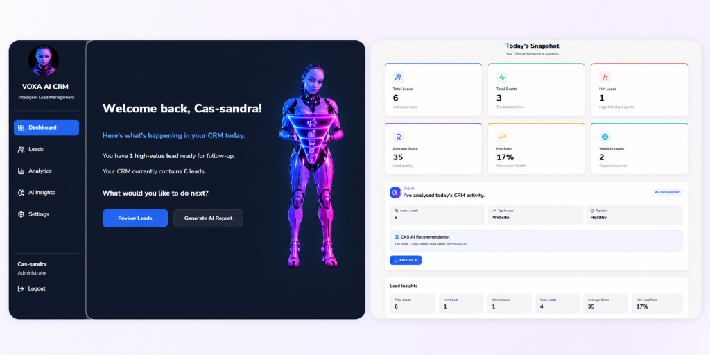 Voxa ai dashbord section